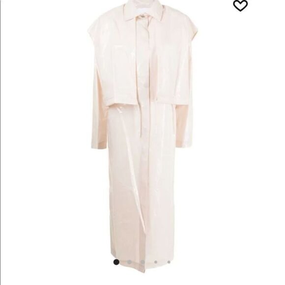 Cream Trench Coat with Classic Collar and Oversized Fit - Picture 2 of 16